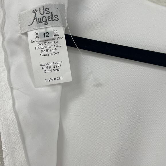 Us Angels Short Sleeve Floral Lace Tulle White Formal Dress Girls 12 - Picture 5 of 5